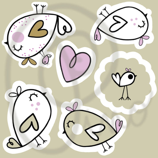 set of 2in stickers - CUTE SPARROW