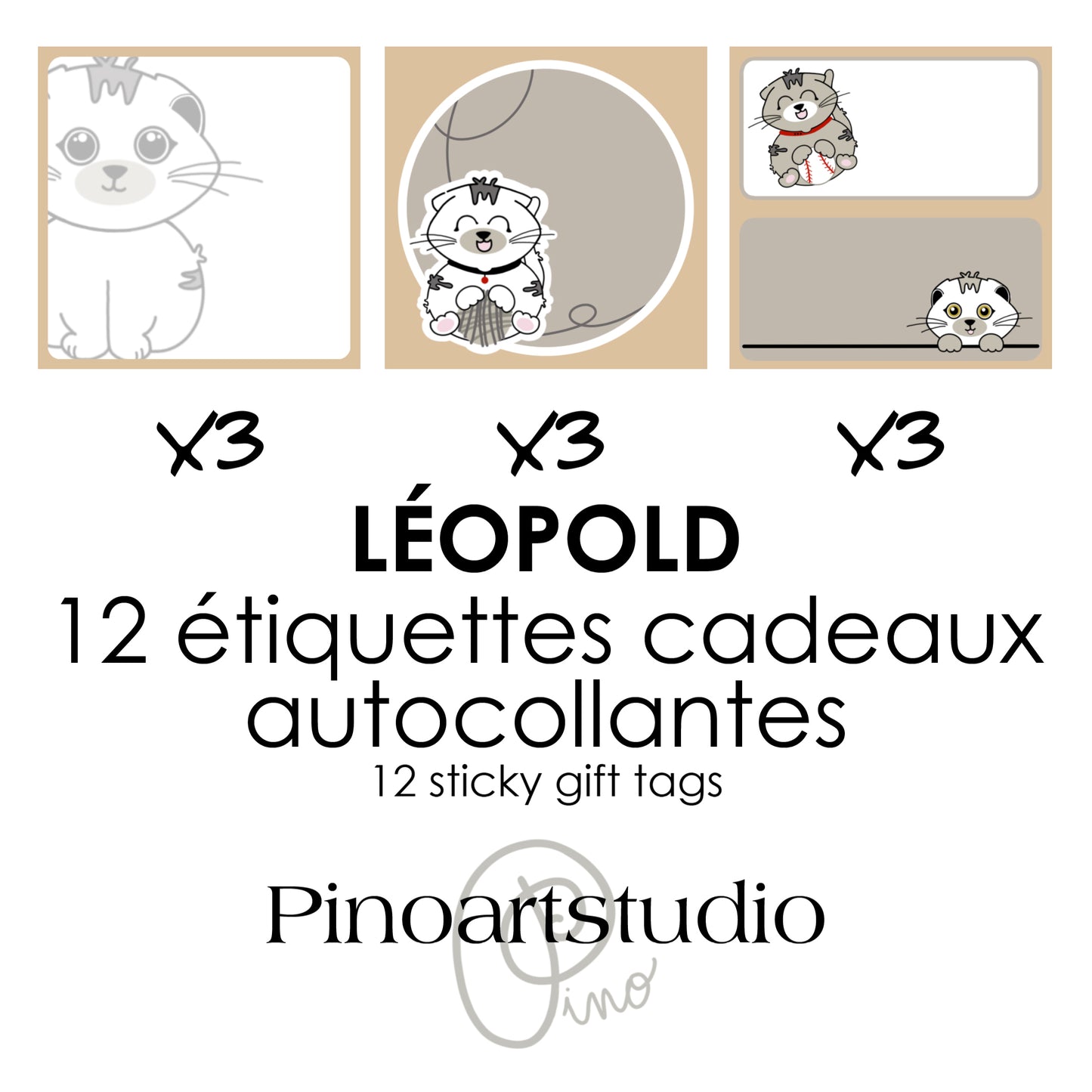 ensemble d'étiquettes autocollantes - LÉOPOLD