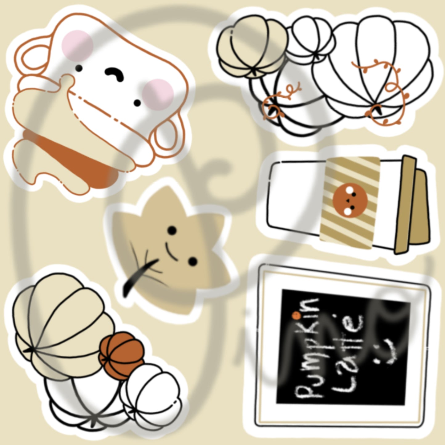 ensemble d'autocollants 2po - LATTÉ À LA CITROUILLE