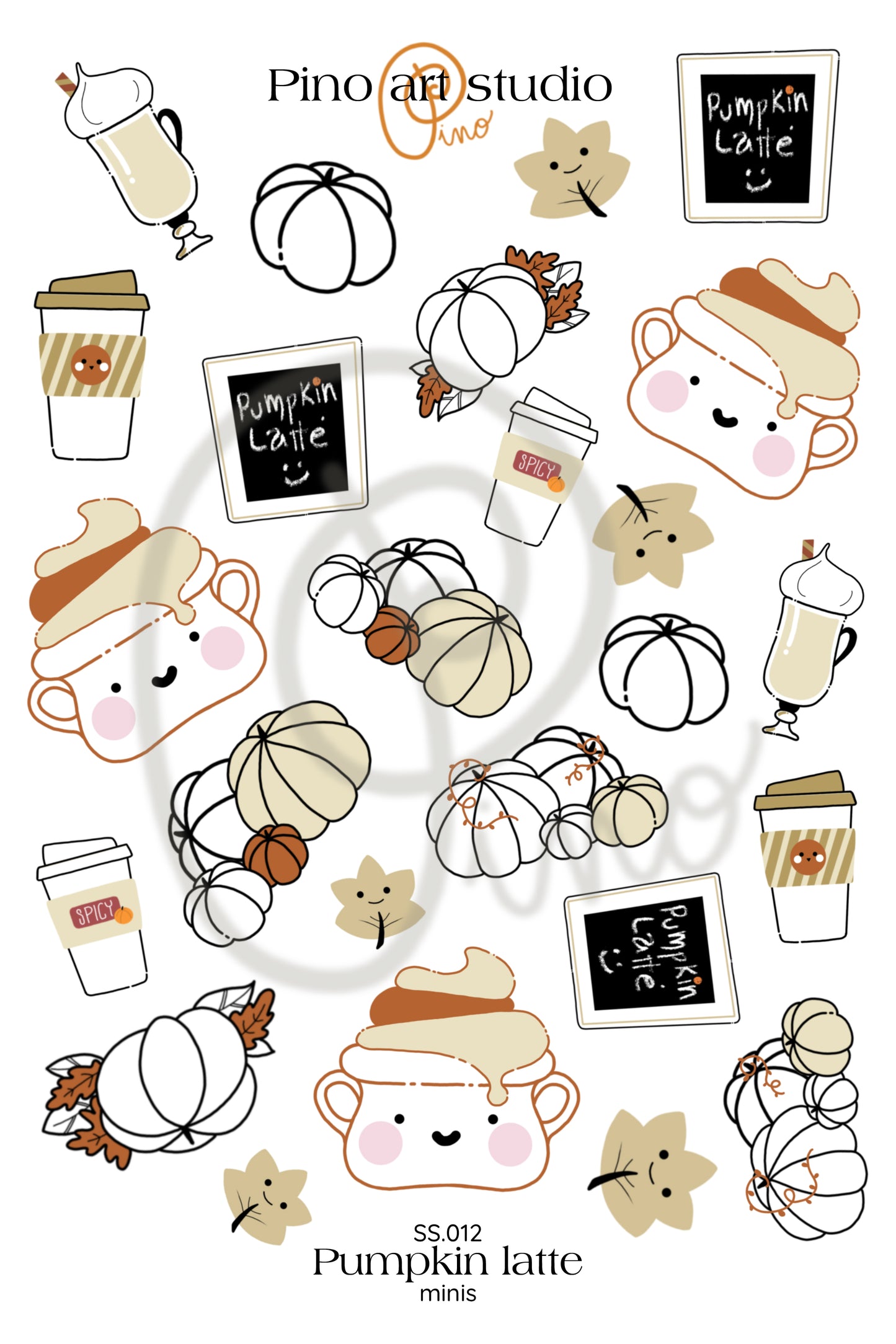 feuille de petits autocollants - LATTÉ À LA CITROUILLE