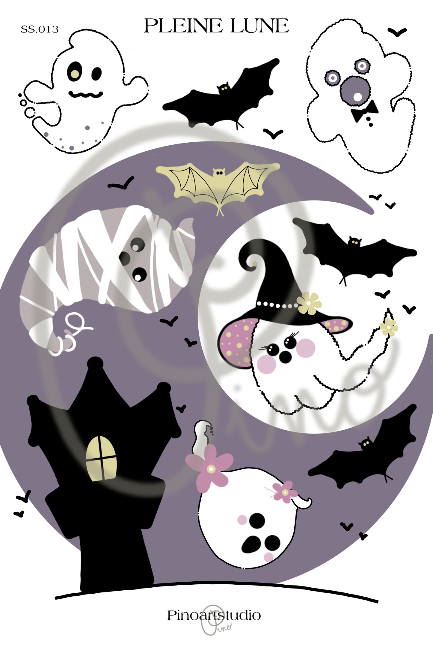 feuille d'autocollants - PLEINE LUNE