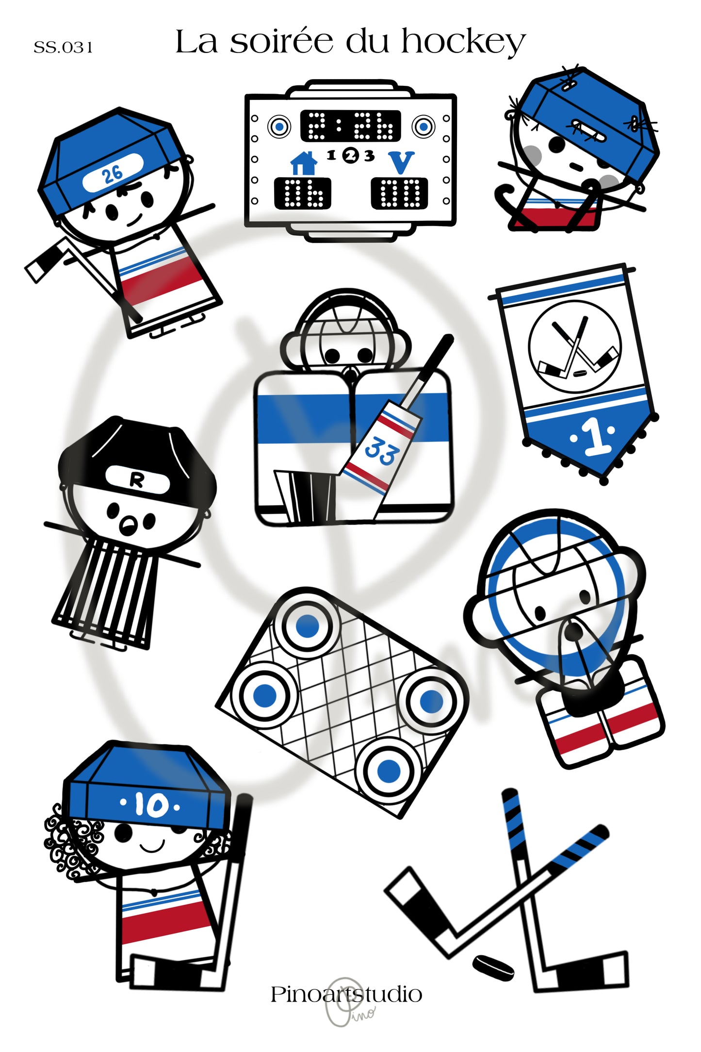 SS.031 | feuille d'autocollants - LA SOIRÉE DU HOCKEY