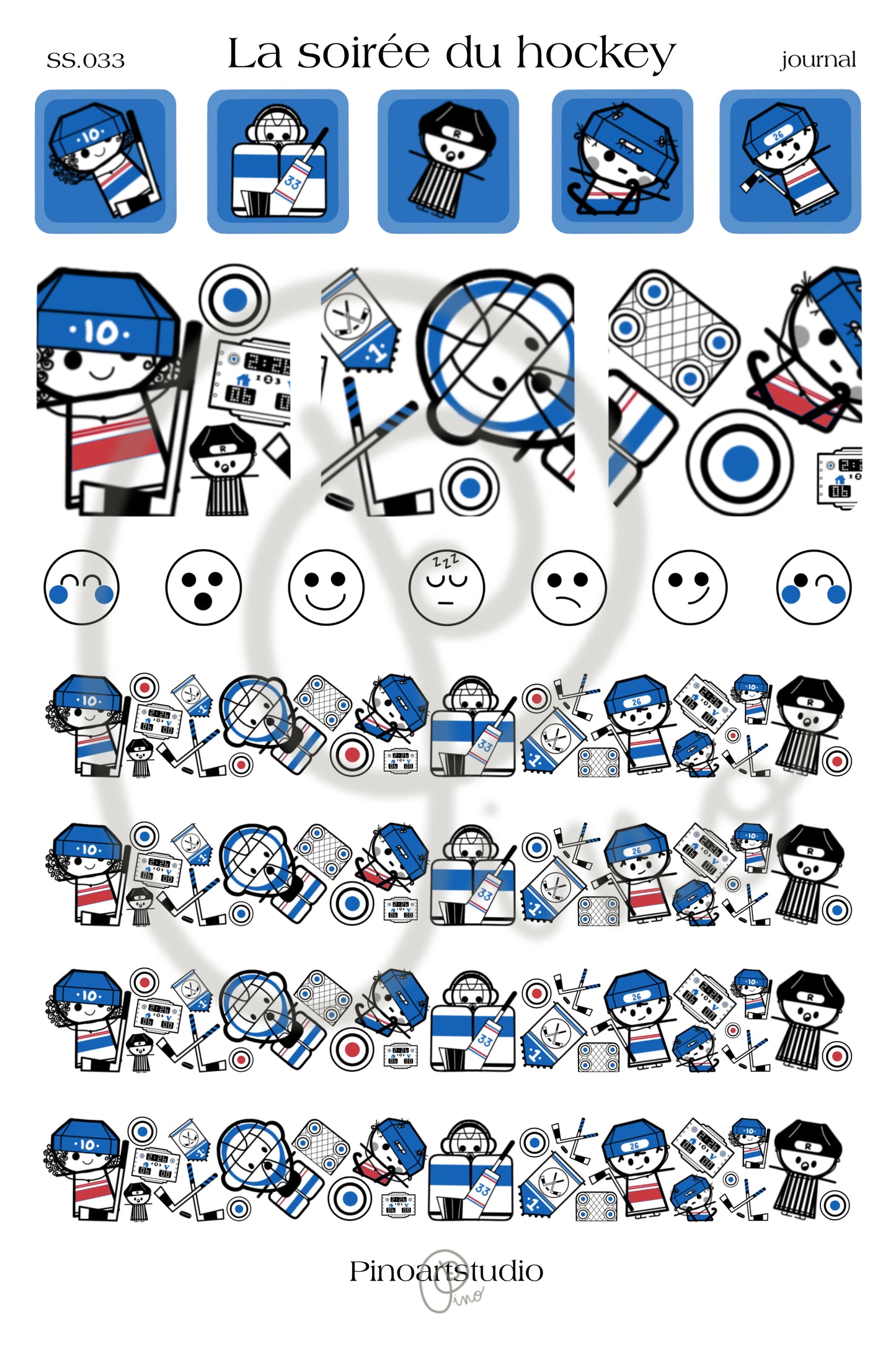 SS.033 | feuille d'autocollants- LA SOIRÉE DU HOCKEY journal