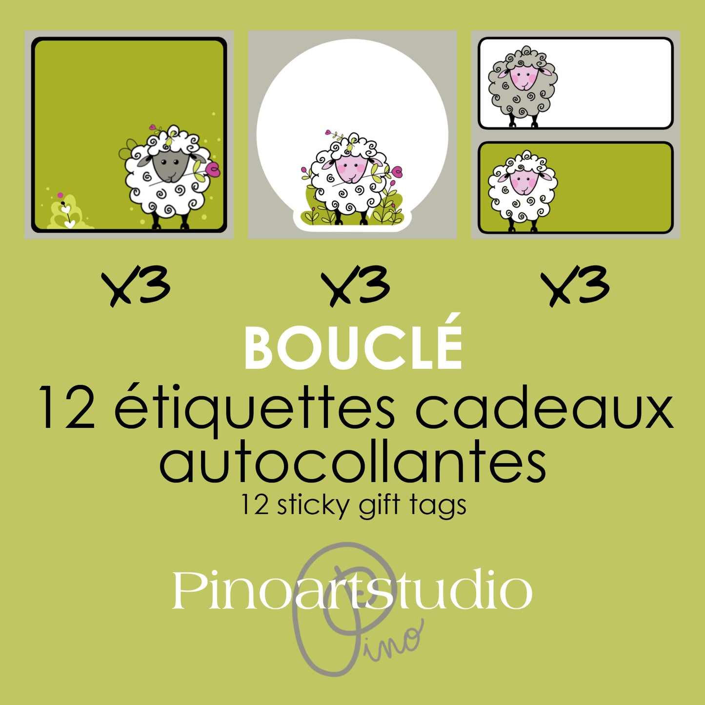 ensemble d'étiquettes autocollantes - BOUCLÉ