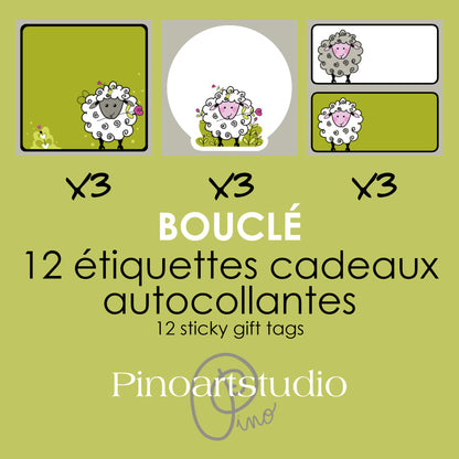 ensemble d'étiquettes autocollantes - BOUCLÉ
