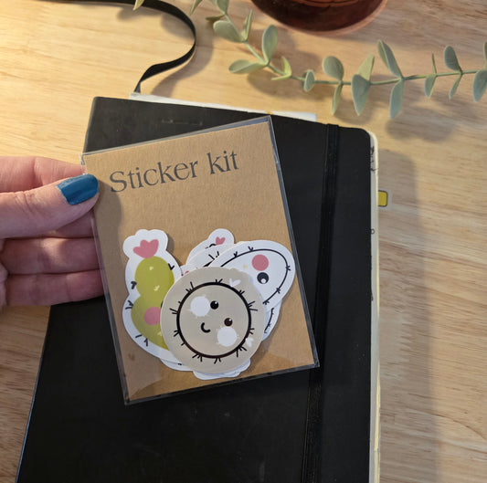 set of 2in stickers- HAPPY CACTUS
