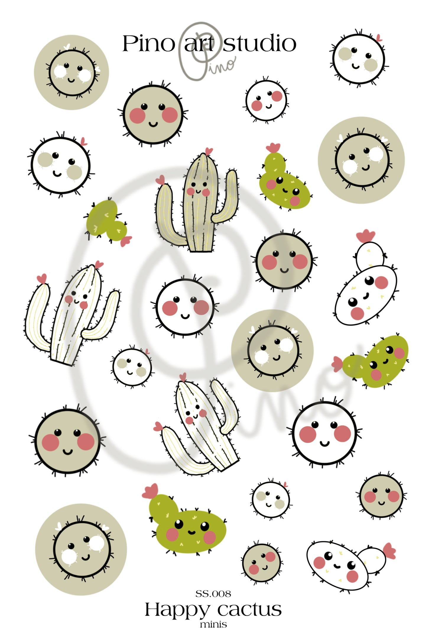 sheet of small stickers - HAPPY CACTUS