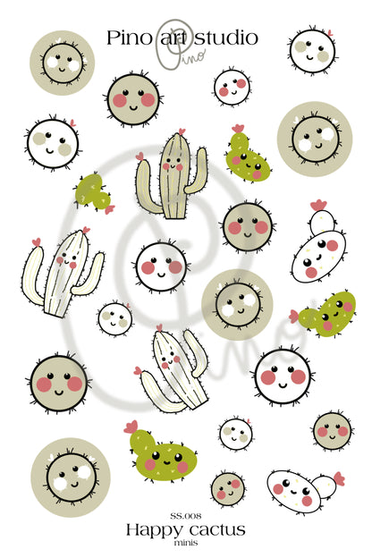 sheet of small stickers - HAPPY CACTUS