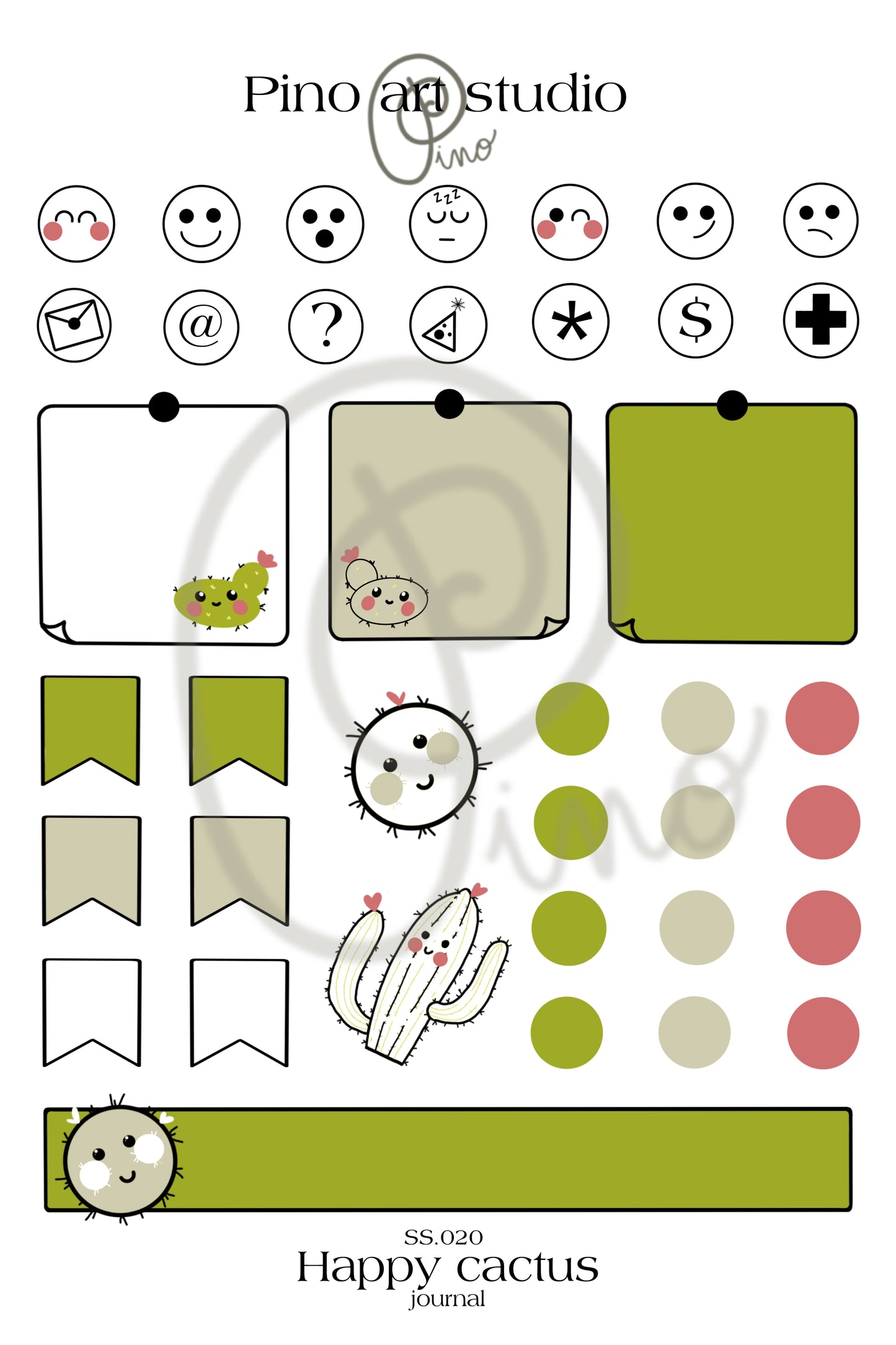 journal sticker sheet - HAPPY CACTUS