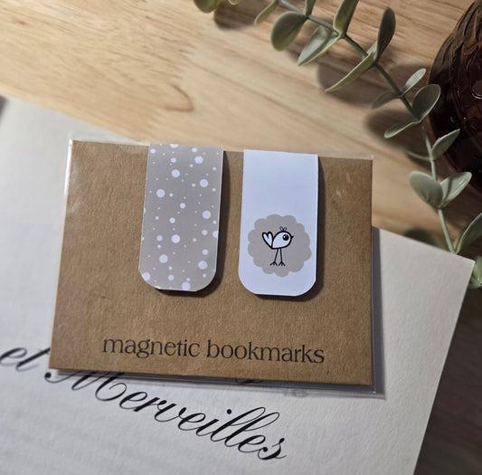 pair of small magnetic bookmarks - PRETTY SPARROW