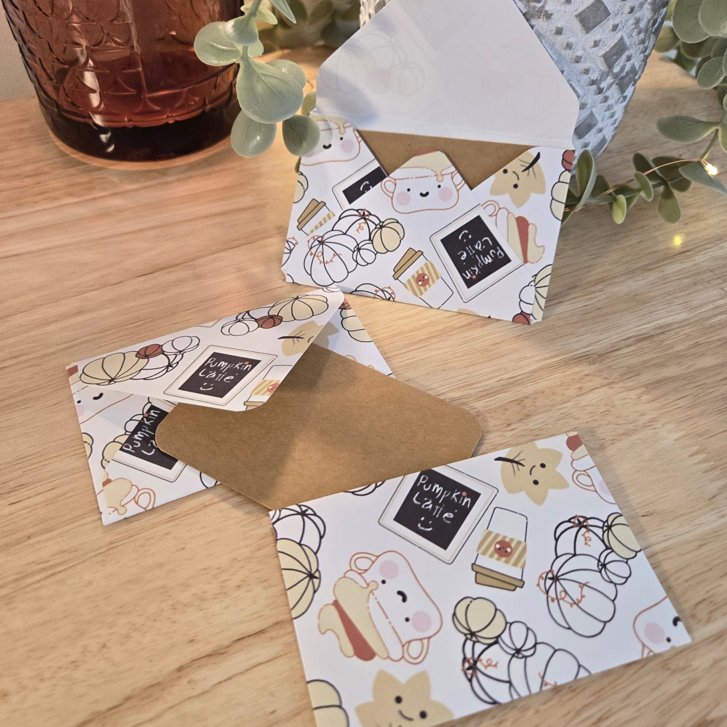 ensemble d'enveloppes de cartes-messages - LATTÉ CITROUILLE