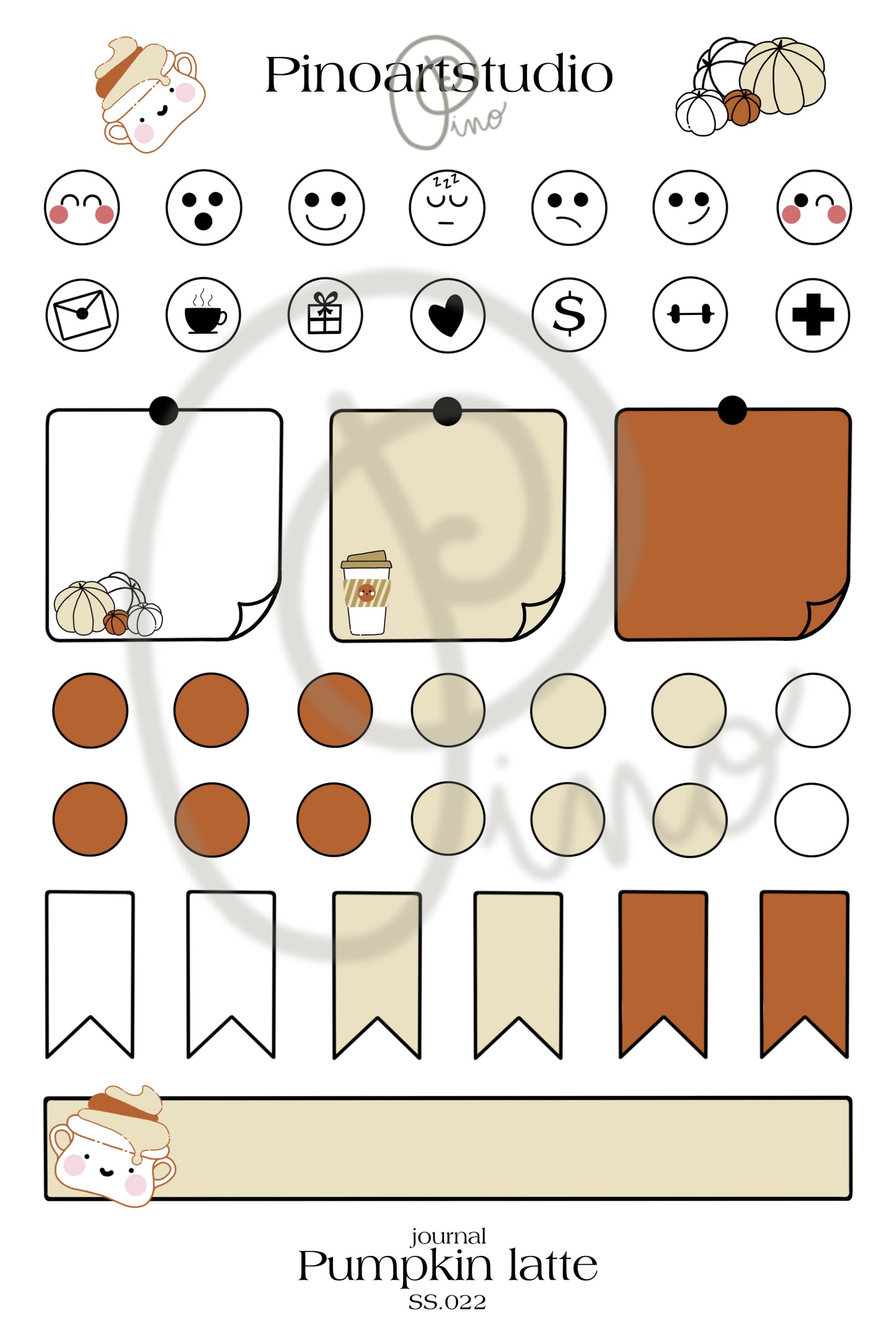 feuille d'autocollants journal - LATTÉ À LA CITROUILLE