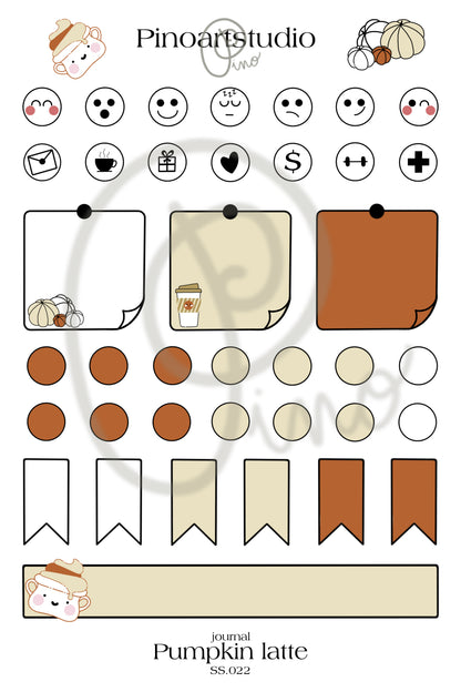 feuille d'autocollants journal - LATTÉ À LA CITROUILLE