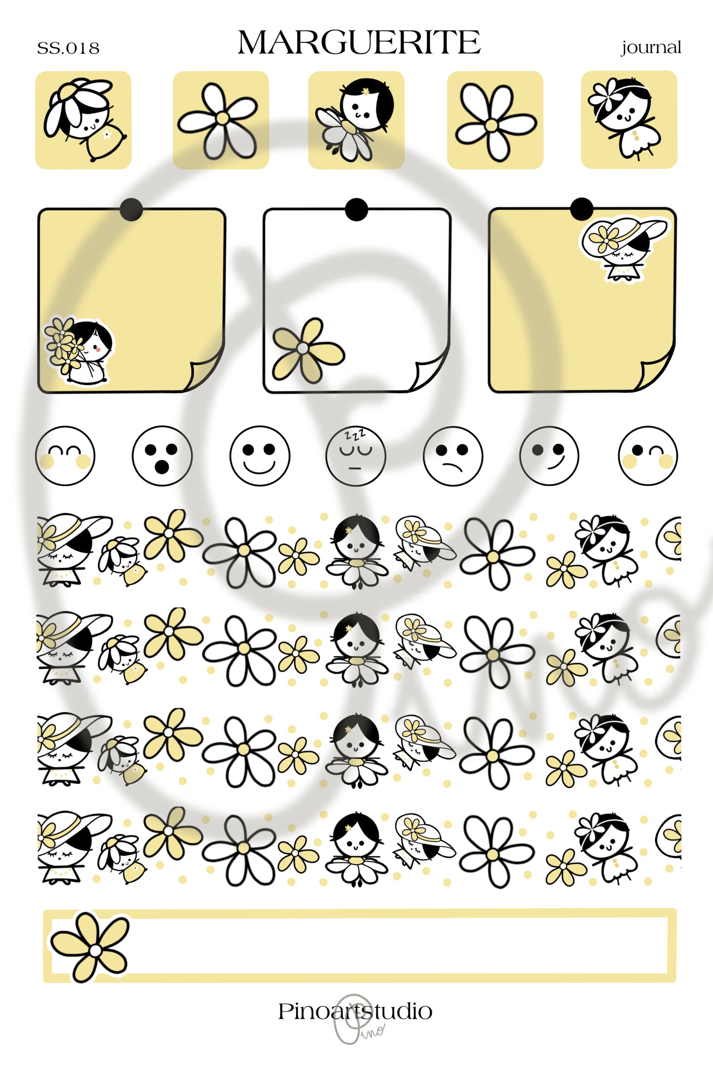 feuille d'autocollants journal - MARGUERITE