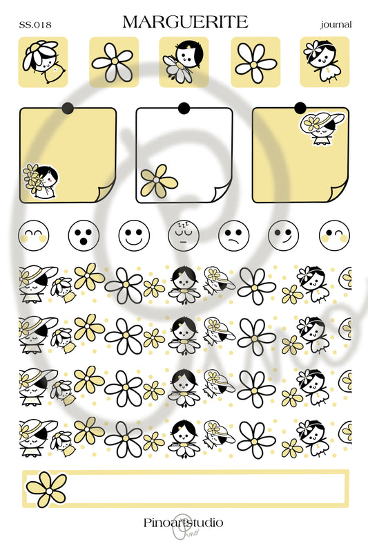 feuille d'autocollants journal - MARGUERITE