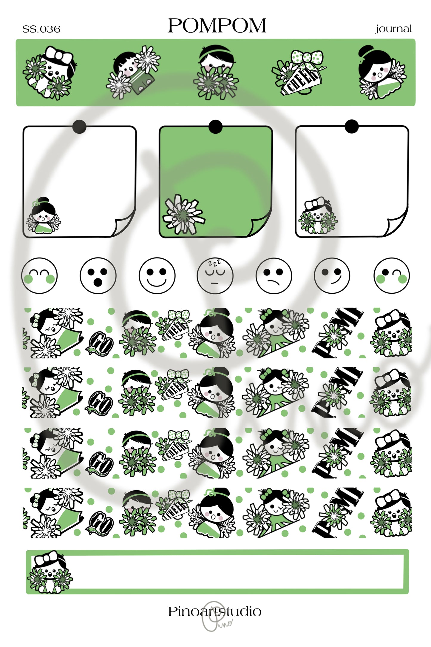 feuille d'autocollants journal - POMPOM