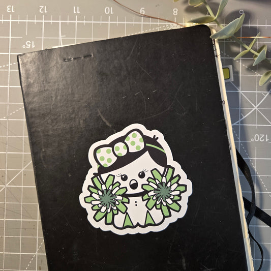 3in sticker - GREEN POMPOMS