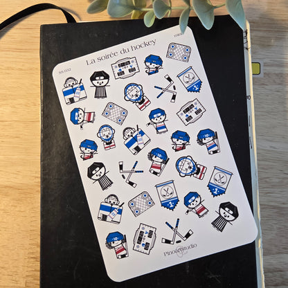 feuille de petits autocollants - LA SOIRÉE DU HOCKEY