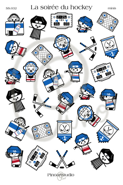 feuille de petits autocollants - LA SOIRÉE DU HOCKEY