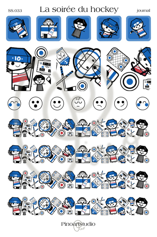 feuille d'autocollants journal - LA SOIRÉE DU HOCKEY