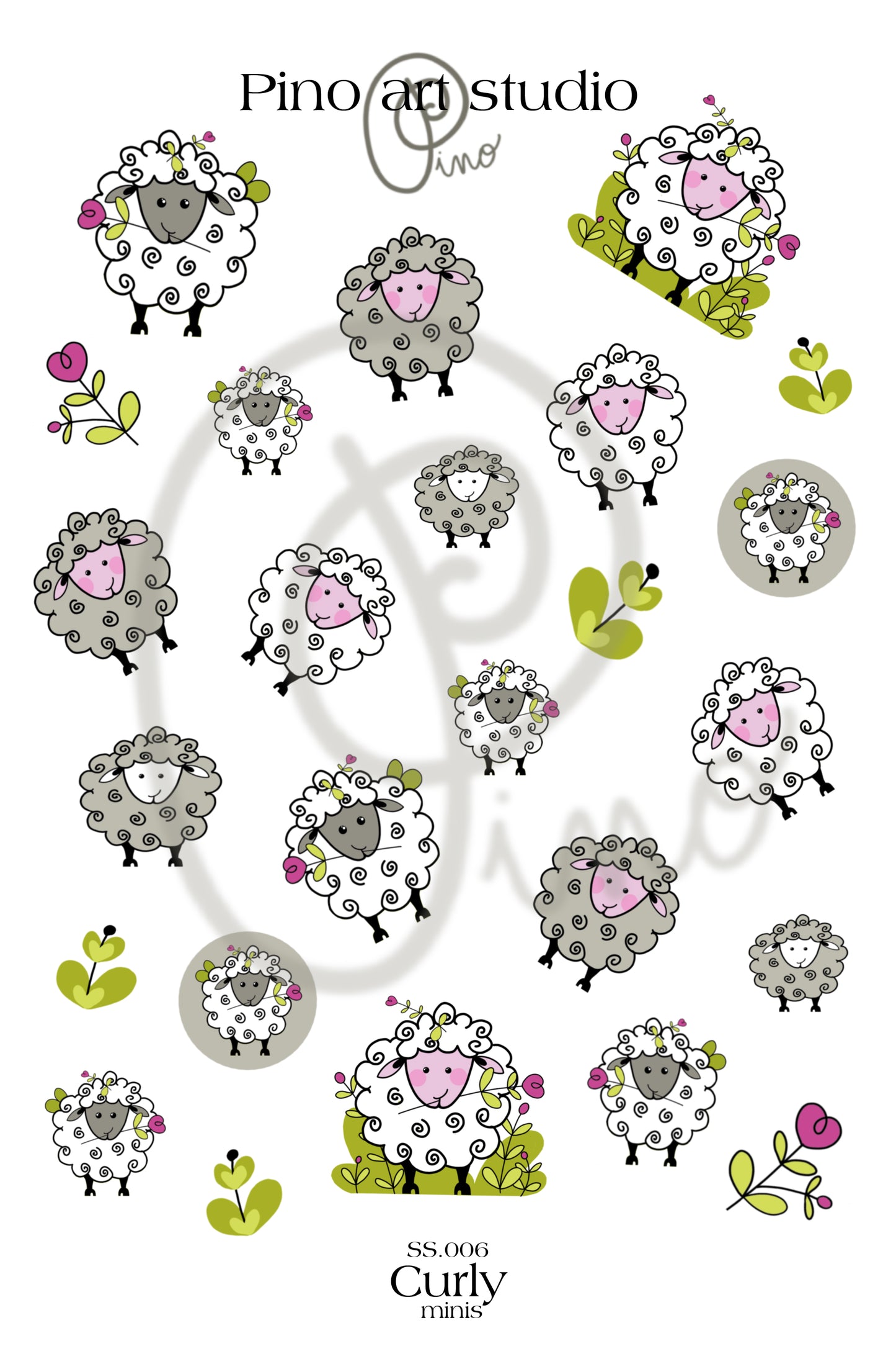 SS.006  sticker sheet - CURLY minis