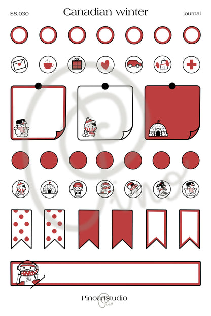 feuille d'autocollants journal - HIVER CANADIEN