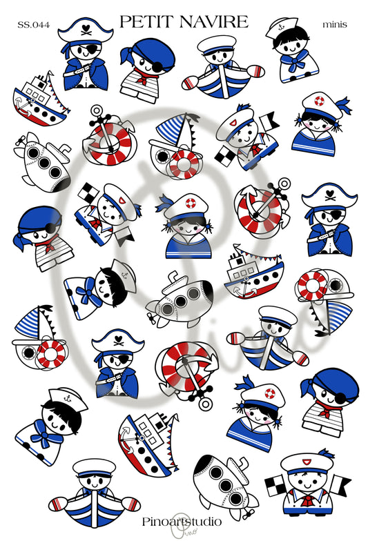 SS.044 | feuille d'autocollants - PETIT NAVIRE minis