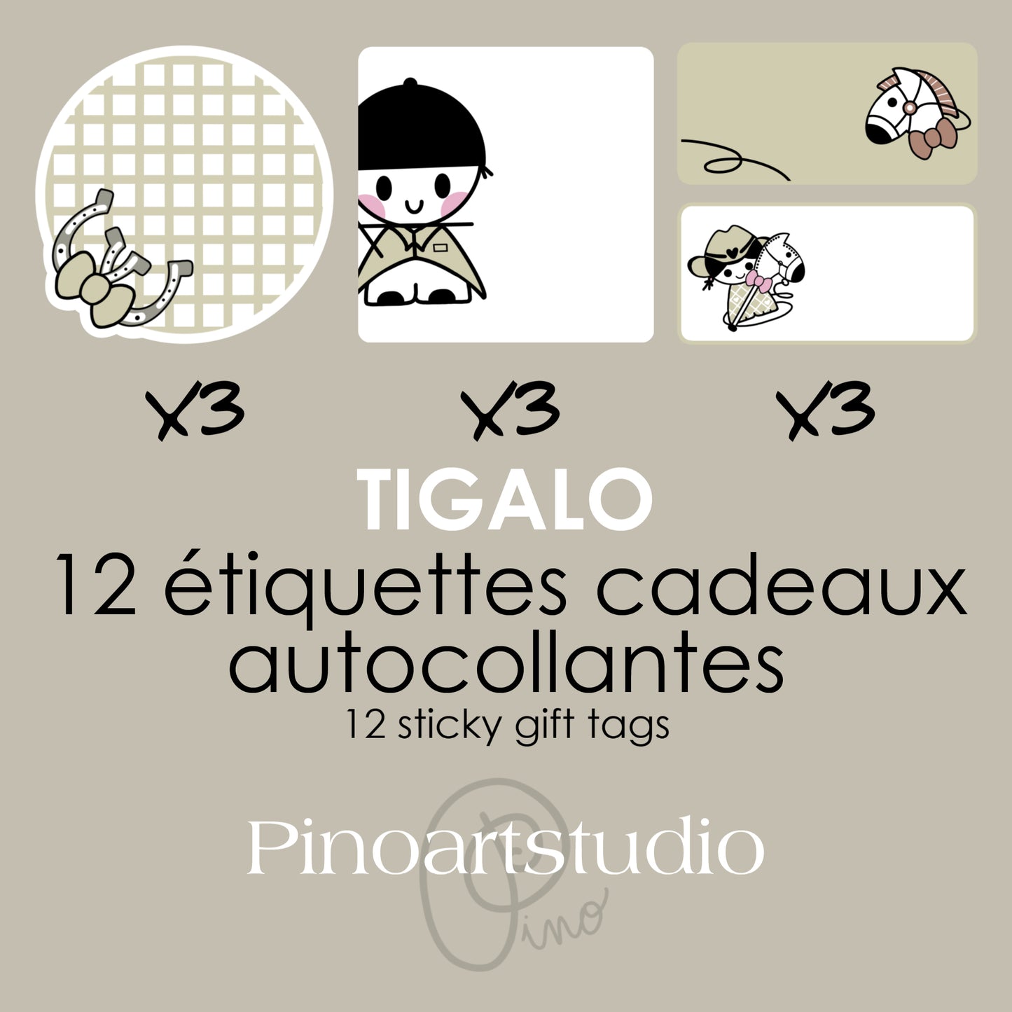 ensemble d'étiquettes autocollantes - TIGALO