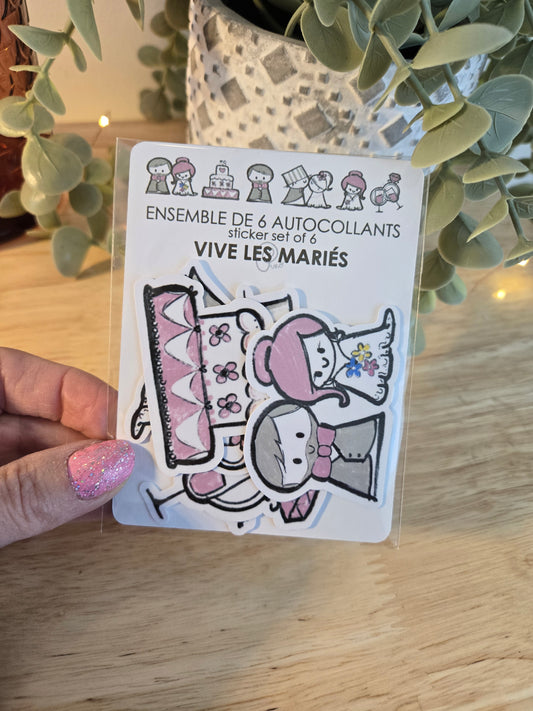 Ensemble d'autocollants 2po - VIVE LES MARIÉS