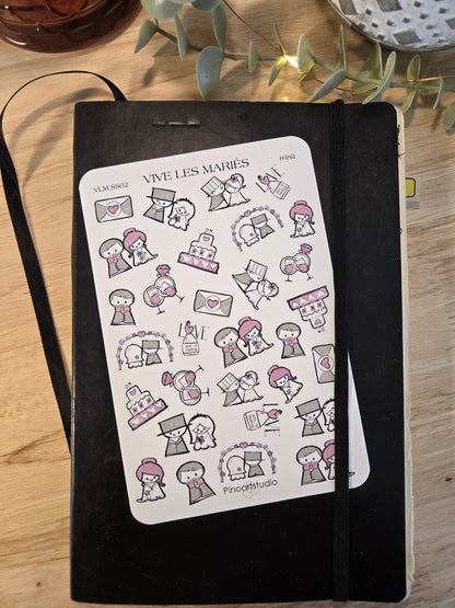 feuille d'autocollants - VIVE LES MARIÉS minis